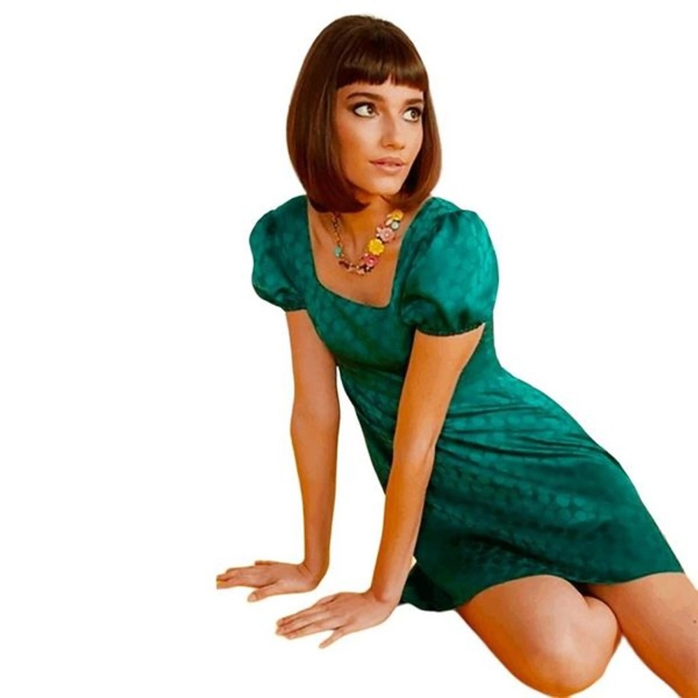 Modcloth Retro Emerald Green I Wanna Be Adored Babydoll Dress size M